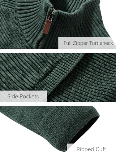 Les umes Men's Knitted Full Zip Sweater Cardigan Front Stand Collar Knitwear with Pockets4