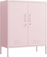 Vista 11 de Gabinete de almacenamiento de metal con cerradura de 2 puertas, gabinete industrial resistente de 3 niveles con estantes extraíbles, fácil montaje