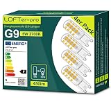 G9 LED Lampe 4er Pack, Warmweiß 2700K G9 LED Birnen, 5W 450Lumen LED Leuchtmittel Ersatz 50W G9 Halogenlampe, 360° Abstrahlwinkel Kein Flackern Nicht Dimmbar, Perfekt für Leuchter Wohnzimmer Esszimmer