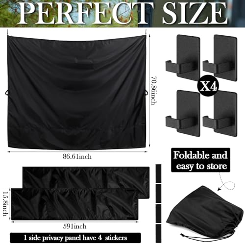 Image of Fanfanwin 7x6 ft Black Large Van Curtains Car Rear Door Shower Privacy Curtains with 2 Side Privacy Panels and Magnetic Hooks Adjustable Outdoor Shower Double Layer Changing Car Truck Travelling