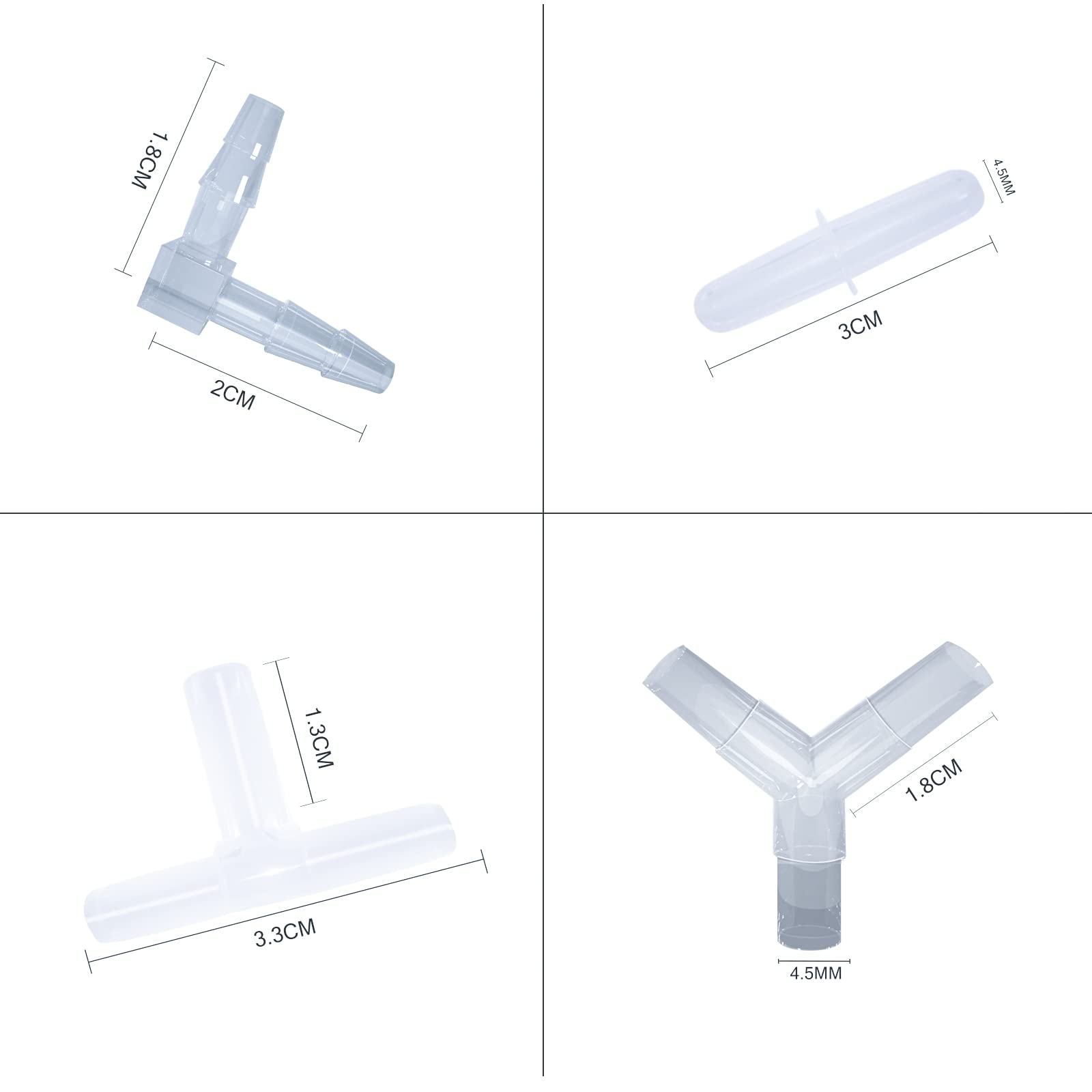 Waycreat 24 pcs 4mm Transparent Aquarium Airline Tubing Connectors Plastic Inline Valve, M4-24pcs - Image 2