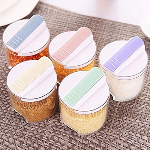 LAURUSQ 5Pcs / Set Creative Assaisonnement Transparent Canettes Cuisine Porte-épices Condiment Bouteilles Poivre Shakers Boîte Boîte À Épices Ensemble, Clair
