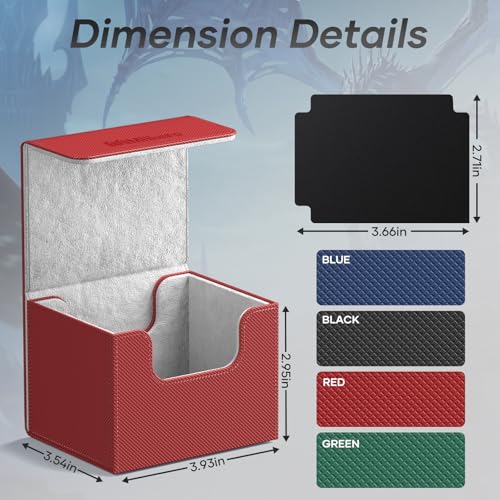Image of Mlikero 4 Pack Card Deck Box, Commander Deck Box Holds 400+ Double-Sleeved Cards with 4 Dividers, Leather Magnetic Closure Card Box Fit for MTG, TCG (4 Colors)
