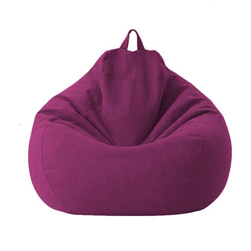 Premium Linen Cover Bean Bag Cover, Bean Bag Chairs Sofa Cover Solid Color Simple Design Seat Recliner Outdoor and Indoor Lazy Lounger, with No Filling,Purple,S