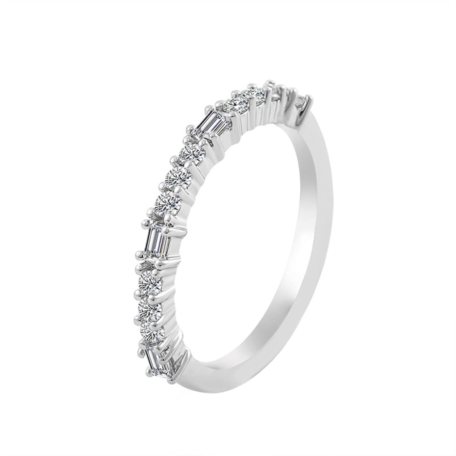 Damski pierścionek Fedina 375/585/750 białe złoto, okrągły i prostokąt z moissanitem, pierścionki damskie ślubne srebrne