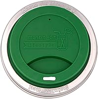 Vista 23 de Mason Jar Lifestyle - Tapas de silicona para beber con bandas de acero inoxidable a prueba de óxido (paquete de 2, gris carbón, boca regular)