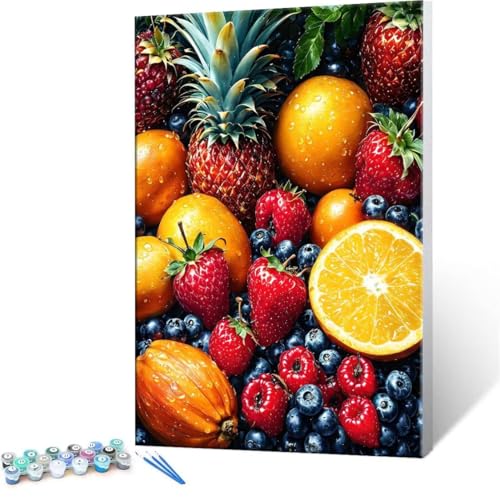 DIY 数字油絵 果物 Paint by Numbers 塗り絵 キット 大人 数字ぬりえ 子供の用数字塗り絵キャンバスクラフト数字 キャンバスアート ブラシとアクリル絵の具が入, インテリア リビング装飾, 女性へのギフト 90x120cm (フレームレ