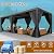 LEVELEVE 10' x 20' Louvered Pergola with Adjustable Roof, Outdoor Metal Patio Gazebo with Curtains & Netting, Gutter System, Large Hardtop Canopy for Garden, Deck, Backyard