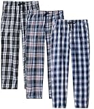 MoFiz Men's Pajama Bottom Pants Cotton Plaid Slpeapwear Loungewear Pants House Wear 3-PACK Size L
