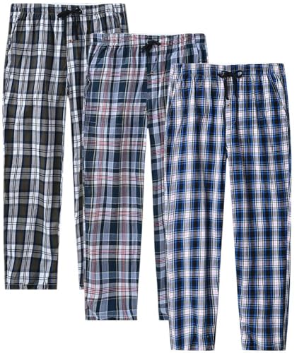 Image of MoFiz Men's Pajama Pants Ultra Lightweight Pjs Bottoms Sleepwear Bottom Pants with Pocket Drawstring 3-Pack