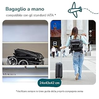 Passeggino leggero 25 kg portata ZANCLEM - Reclinabile Super Accessoriato con Chiusura Ombrello| Passeggino compatto con Cintura 5 Punti e Freno a Pedale - passeggino da viaggio aereo