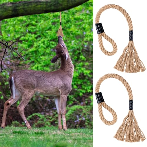 Maasechs Deer Scent Rope Hemp Rope for Deer Mock Scrape System Rigid Hanging Attractant Scrape Licking Scent Rub Jute Anywhere for Hunting Accessories Hunter Gifts(2 Pcs,30 Inch)