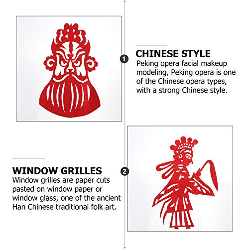 NUOBESTY 16 peças de recortes de papel de ano novo chinês, adesivos de janela, corte de papel, estil
