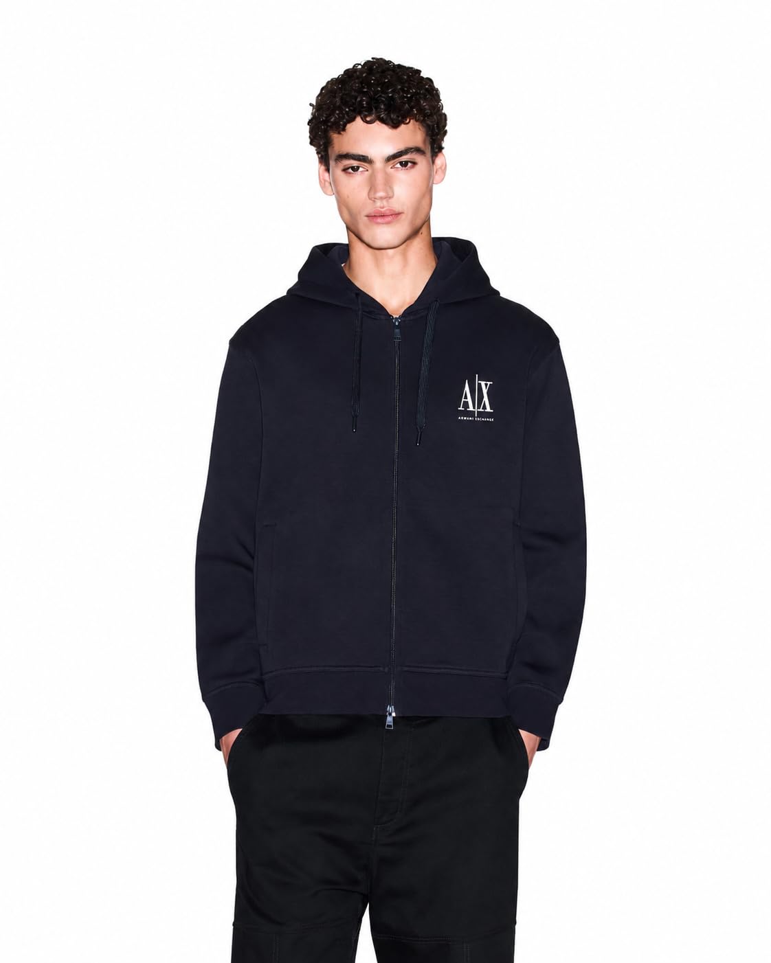 Armani Exchange Men's Cotton Icon Logo Full Zip Sweatshirt Hooded sweatshirt (pack of 1)