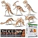 calary 3D Wooden Puzzle Simulation Animal Dinosaur Assembly DIY Model Toy for Kids and Adults,Set of 6