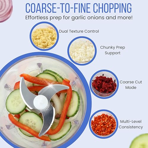 Image of Goodscity Portable Mini Electric Chopper| Dual Bowls 400ml & 200ml| Rechargeable Cutter for Kitchen, Babyfood| Vegetable Cutter for Garlic,Ginger,Onion,Nuts|1300mAh Strong Battery| 1 Year Warranty