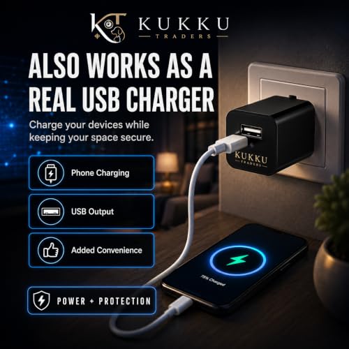 Image of KUKKU TRADERS Hidden Spy Camera Charger - 1080P HD No WiFi Secret Camera for Home - Motion Detection, Continuous Recording & Real USB Phone Charger - Nanny Cam (SD Card No included, Black)