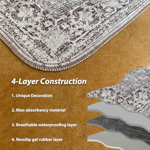 Image of nunubaby 4PACK Washable Pee Pads for Dogs, Stylish, Non-Slip and Leak-Proof Pee Pads. Reusable Potty Pads for Dogs for Crates and Floors.(Brown /Geo,18 inch x24 inch )