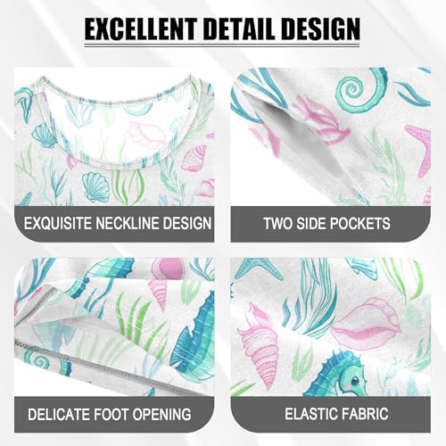 Cute Seahorse Pajama Set Pajamas Sleepwear Nightwear Loungewear Clothes Set B04046454