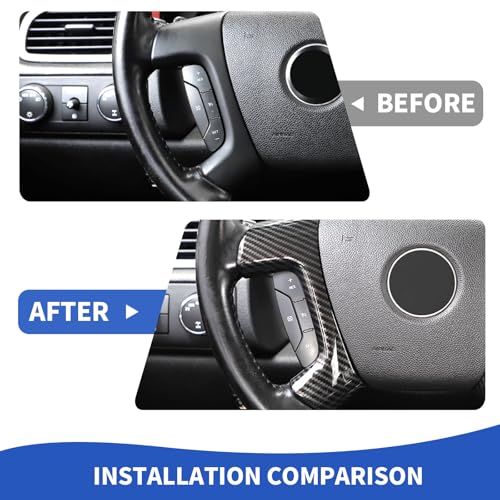 RAZPOY Carbon Fiber Steering Wheel Trim Cover Compatible with Chevy Silverado/Tahoe/Suburban/Avalanche/ESCALADE/GMC-Yukon/GMC-Sierra 2007-2013 by RAZPOY - Used condition - Image 5