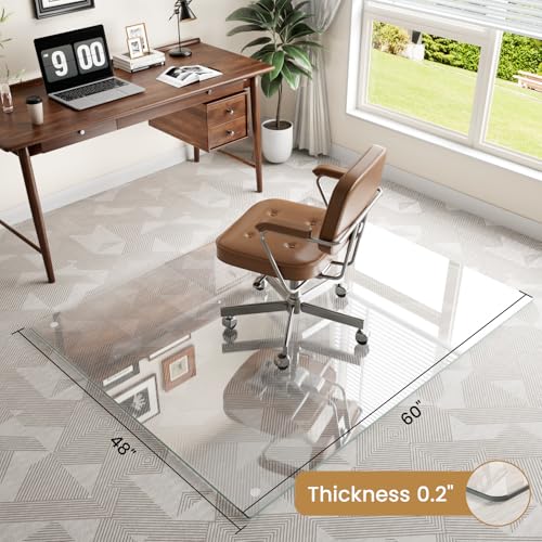 ISTRIPMF 48"x60" Chair mat for Carpet, Tempered Glass Office Chair Mat with Round Corner, Desk Chair Mat for Carpet/Hardwood Floor-with 6 Anti-Slip Pads by ISTRIPMF - Image 3