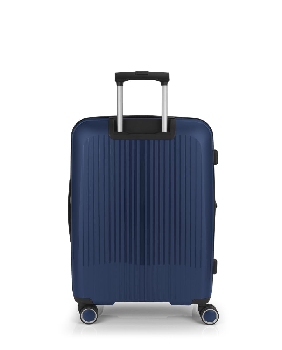 Gabol - Maleta Mediana Expandible Brooklyn 45x65x27/30 cm - Equipaje Ligero 3,4kg con Capacidad 70/77,8L - 4 Ruedas Dobles 360° y Cerradura TSA - Diseño Español en Polipropileno - Azul