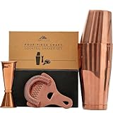 A Bar Above 4-Piece Cocktail Shaker Set for Professional & Home Bar – Premium Bar Kit Gifts – includes Strainer, Japanese Jigger & Boston Shaker Set