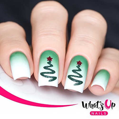 Whats Up Nails - Christmas Nail Vinyl Stencils 4 Pack (Candy Canes, Ribbon Tree, Deer, Gold Merry Snowflake) For Nail Art Design #TOP4