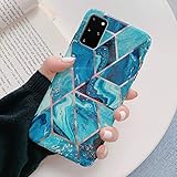 JAWSEU Kompatibel mit Samsung Galaxy S20 Plus Hülle Silikon Handyhülle Marmor Muster Bling Glitzer TPU Schutzhülle Ultra Dünn Handytasche Bumper Rückschale Case Tasche für Galaxy S20 Plus,Blau