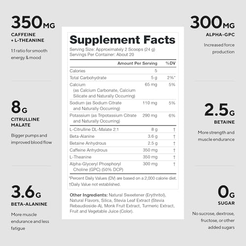 Image of LEGION Pulse Pre Workout - All Natural Nitric Oxide Preworkout Drink to Boost Energy, Creatine Free, Naturally Sweetened, Beta Alanine, Citrulline, Alpha GPC (Blood Orange)