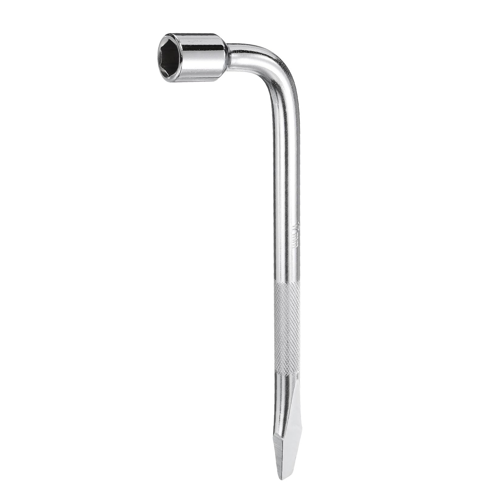 sourcing map Car Spare Tire Lug Wrench 17mm Carbon Steel l Type Slotted End Hexagon Socket Wrench L-Shaped Tire Repair Tool for Automobile Repair