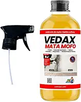 Spray Mata Mofo Vedax 1 Litro Borrifador Antimofo Guarda Roupa Parede Banheiro Anti Bolor Armário Madeira Rejunte Gatilho
