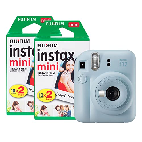 Fujifilm Instax Mini 12 Instant Camera with 40 Shot Film Pack – Pastel Blue
