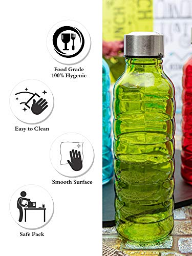 Image of White Gold Glass Water Bottle for Fridge Multi Colors 500 ml, Set of 3