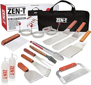 ZEN-T - 17 Piece Grill Griddle BBQ Tool Kit - Heavy Duty Professional