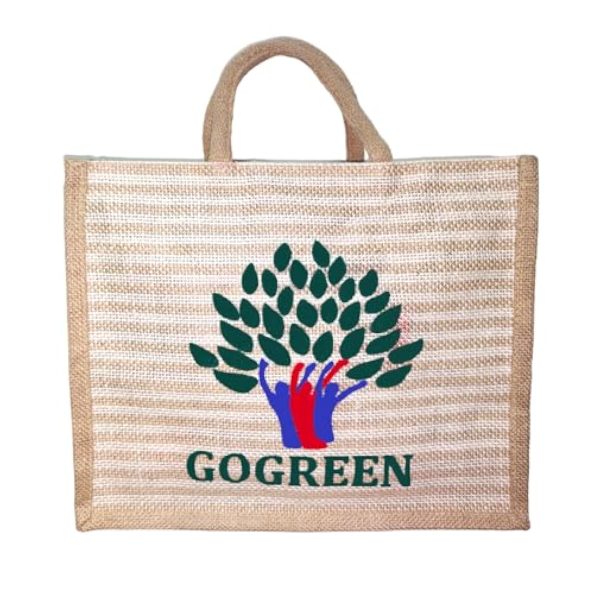 Handmade Go Green Jute Bag with Zipper, Eco-Friendly