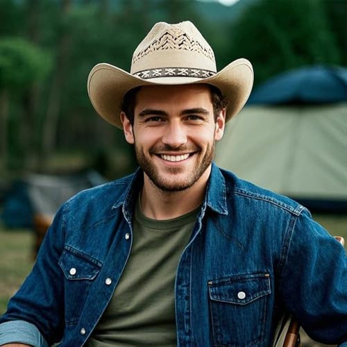 Image of Cowboy Hat Bands for Men Women, Leather Hatbands Belt for Cowboy /Western /Fedora /Cowgirl Hats