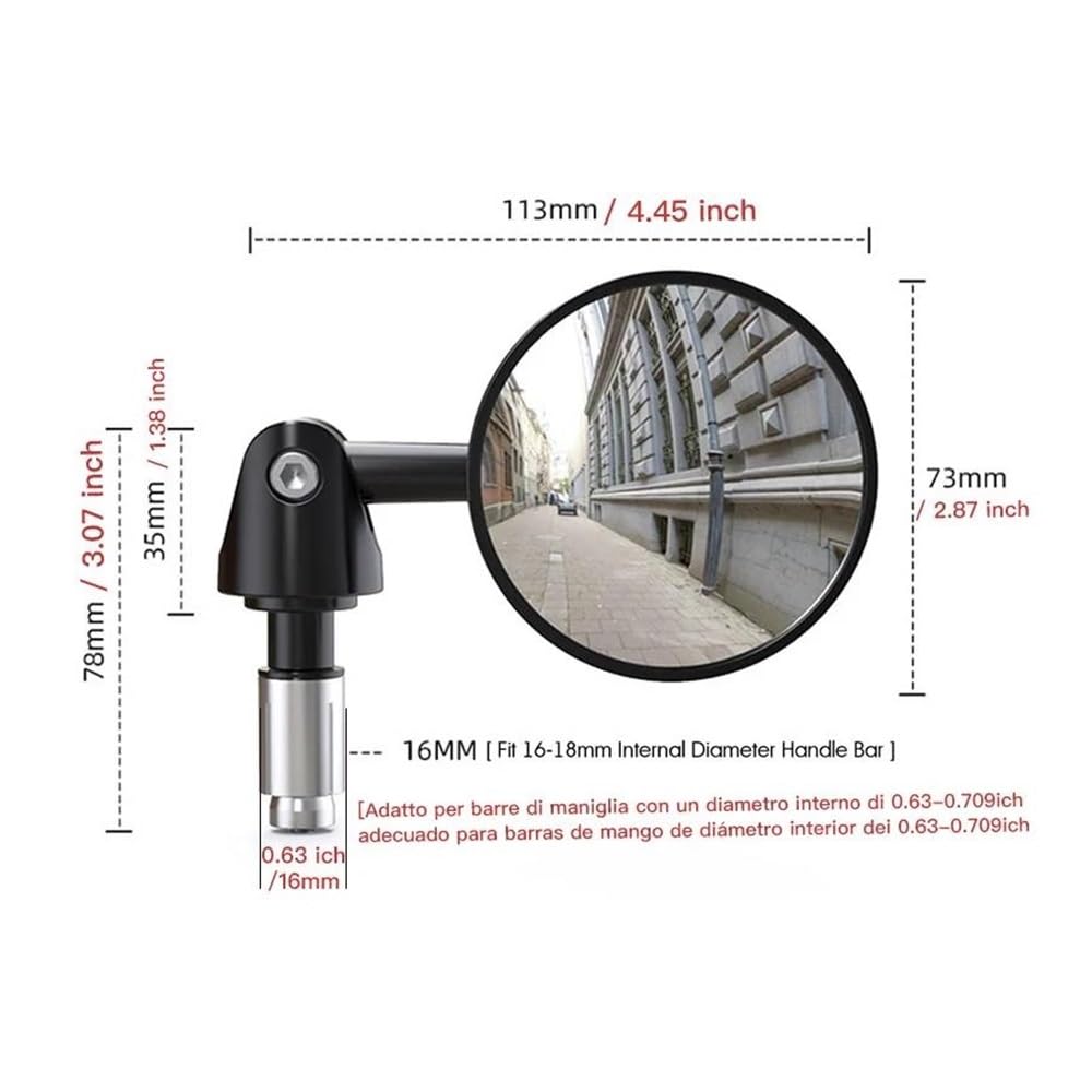 Espejo Enduro para Cafe Racer 2 Uds Espejos Retrovisores para Motocicleta Redondos 7/8 "Lado del Extremo del Manillar(Convex Mirror)