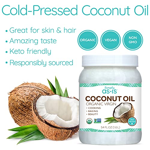 Simply As-Is | Cold-Pressed & ﻿Organic Virgin | Unrefined | Coconut Flavor For Cooking & Baking | Deep Moisturizer For Beauty | 2-Pack (54 Fl Oz) #TOP2