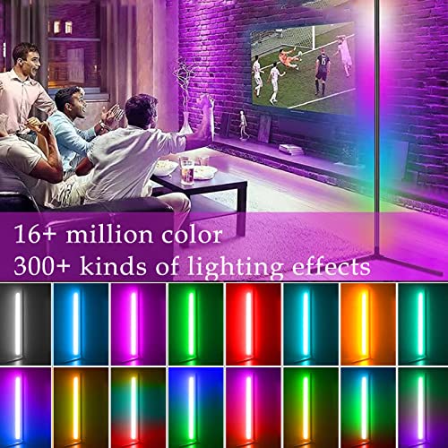 Yuewilai 50'' Tall Led Corner Rgb Floor Lamp, 2 Pack Smart App And Remote Control Music Sync Rgb Color Changing Lamp For Living Room, Bedroom, Gaming Room Lights, Home Decoration (Black) #TOP1