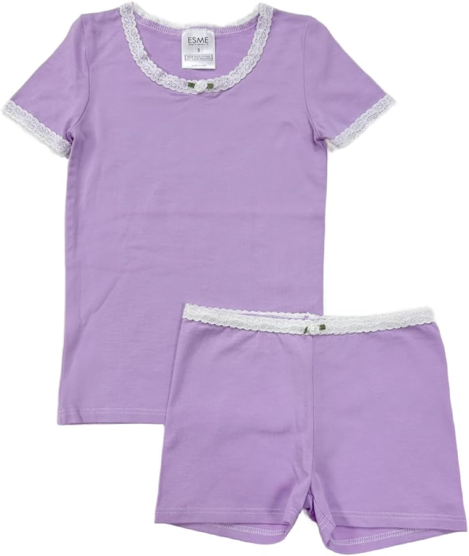 Esme Girl's 0822SF93798 Short Sleeve Shorts set Size 3 4 5 6 7 8 10 12 14 16 Pink