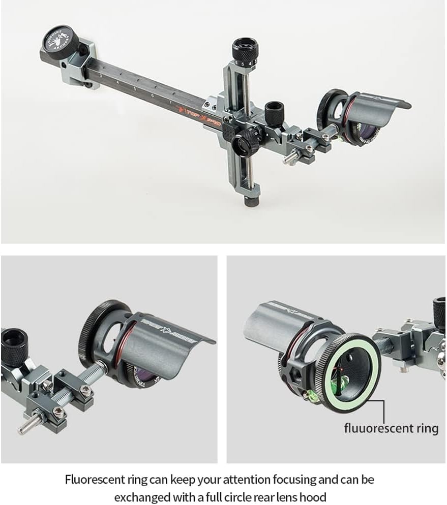 ZSHJGJR Archery Bow Sight Compound Bow Scope Sight Single Pin 0.019" Optical Fiber 2X 4X 6X 8X Lens Optical Fiber Sight for Hunting Shooting Accessory