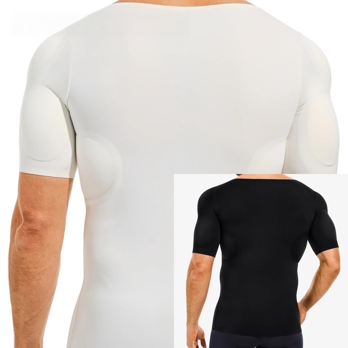forma terraza muscle top, Compresion Modulos 3D Relleno de Musculo | Camiseta Acolchada de Musculatura con Relleno Removible, Invisible Bajo Camisas, Ligera y Transpirable con 4 Tallas