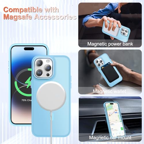Image of YENAPOON for iPhone 14 Pro Case, Matte Magnetic Phone Case, Light Blue