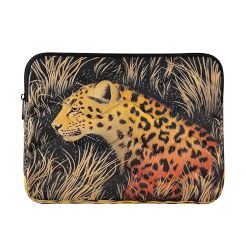 Funda para laptop 13-14 pulgadas impermeable con diseño de leopardo