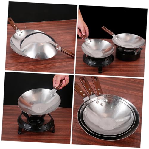 Wok de acero inoxidable 22 cm con mango de madera miniatura 7