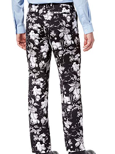 INC Mens Ottoman Floral Print Slim Fit Straight Leg Pants B/W 34/302