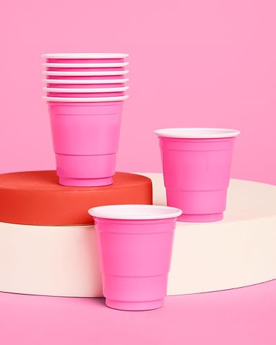 Miniatura 4 de xo, Fetti Vasos de chupito de plástico rosa para decoraciones de fiesta, 50 vasos desechables mate de 2 onzas | despedida de soltera, fiesta de