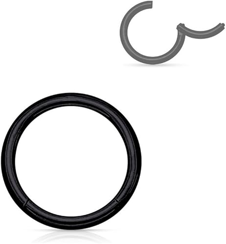 Miniatura 55 de Forbidden Body Jewelry - Piercing para la nariz de acero quirúrgico 316L con bisagra, 14G, 16G, 18G, diámetro de 15/64, 5/16, 25/64, 15/32 pulgadas