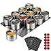 HOMGEN - 12PZ Barattoli per Condimento Magnetici in Acciaio Inox Porta Spezie 100ML con Fori Regolabili Contenitore Porta Spezie Sale Zucchero Pepe Scatole per Spezie Magnetiche a Cucina con Etichette